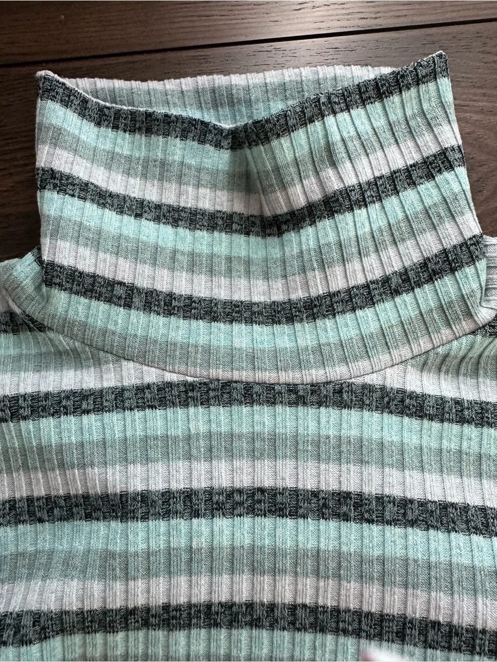 Maeve Anthropologie Puff Sleeve Blue Striped Turtleneck Pullover Top Sz Medium